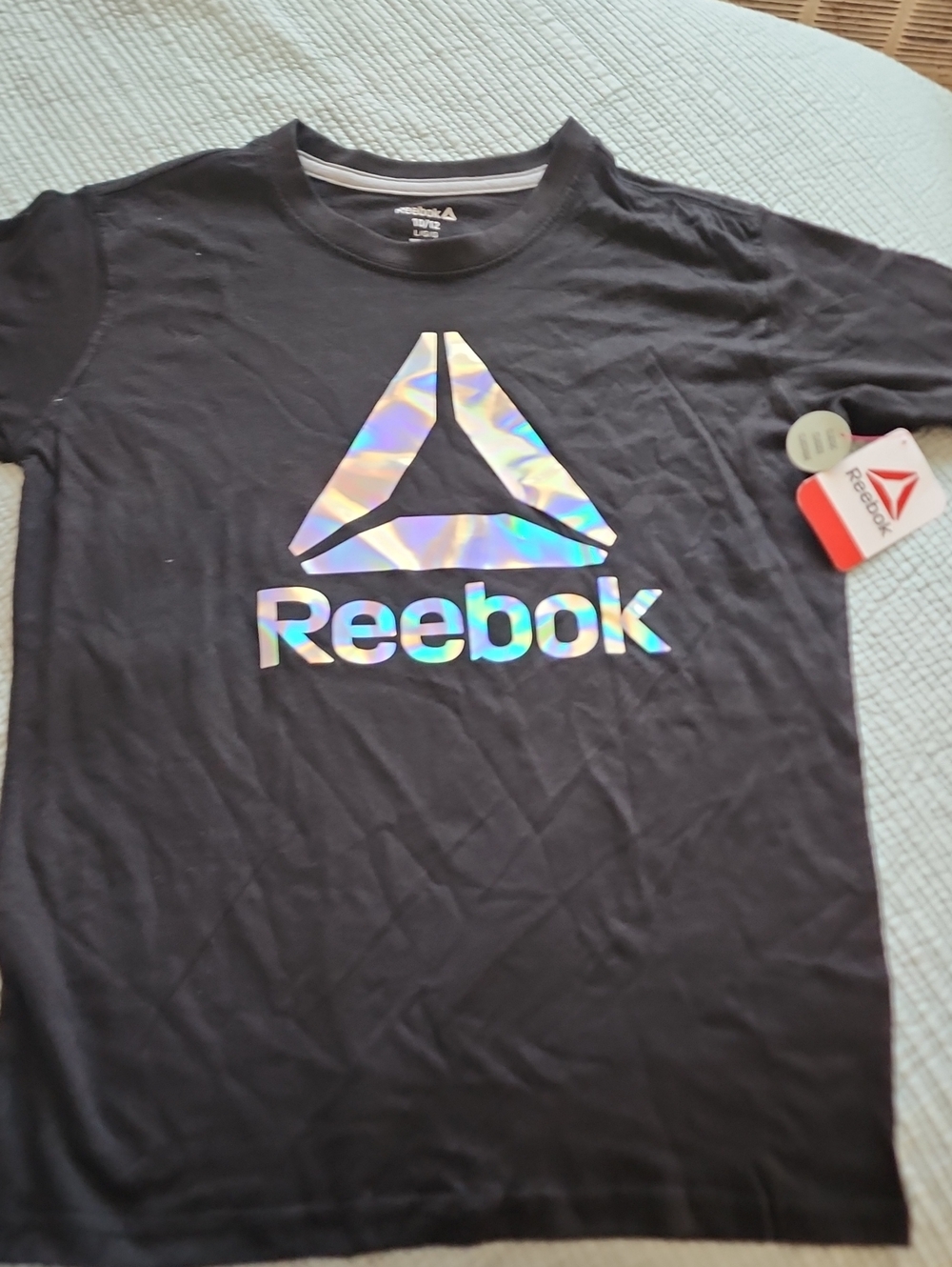 Reebok Black Tee with Holographic Logo